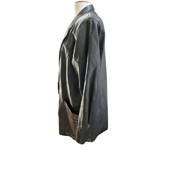 Vintage Black Leather Womens Blazer Jacket Super Soft - READ‎ - Picture 2 of 8